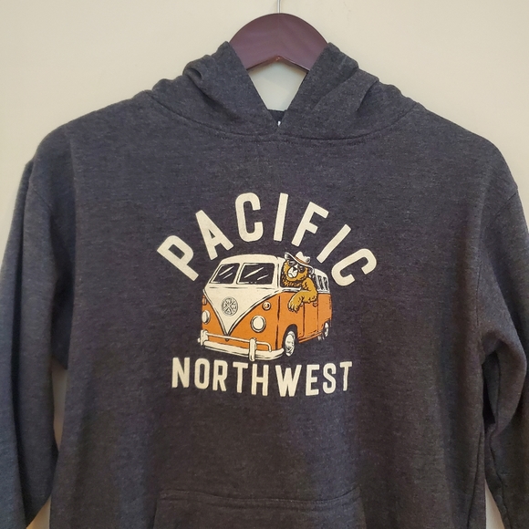 Bear Bus Charcoal Hoodie Pacific Northwest Vibes Kangaroo Pocket Large - Picture 3 of 12